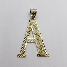 Load image into Gallery viewer, 10K Solid Yellow Gold Diamond Cut Initial Alphabet Letter Pendant Charm 4 Sizes
