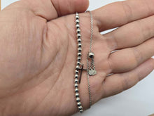 Load image into Gallery viewer, 925 Sterling Silver Adjustable Rosary Cross Charm Bracelet Women 7" Long
