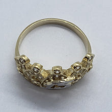 Load image into Gallery viewer, 14K Solid Yellow Gold CZ Crown Sweet 15 Ring Quinceanera Anos Birthday Band Girl
