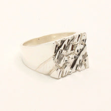 Load image into Gallery viewer, 925 Sterling Silver Square Slanted Pattern Nugget Ring 1/2 Inch Wide, Sizes 8-13
