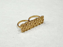 Load image into Gallery viewer, 10k Yellow Gold Nugget Style Double Finger Ring Sizes 6-13
