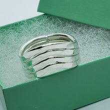 Load image into Gallery viewer, Sterling Silver Wire Wrap Ring Hammered Curves Bypass Handmade 1 1/8in Size 6~10
