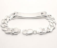 Load image into Gallery viewer, 925 Sterling Silver Personalized Custom Engraved Curb Link ID Bracelet 11mm Wide
