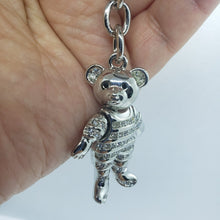 Load image into Gallery viewer, Movable Teddy Bear Key Chain Crystal Key Ring Jeweled Tortoise for Women 4" Long
