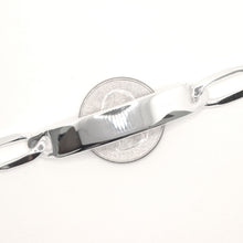 Load image into Gallery viewer, 925 Sterling Silver Personalized Custom Engraved Figaro Link ID Bracelet 9.5mm
