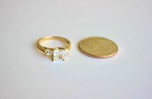 Load image into Gallery viewer, Authentic 14K Yellow Gold Ring CZ Square Design Size 5.5 to 8.5 Gift Ready
