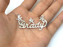 Load image into Gallery viewer, 925 Sterling Silver Personalized Custom Name Diamond Cut Pendant Charm Stars

