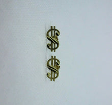 Load image into Gallery viewer, 10K Solid Yellow Gold Dollar $ Sign Money Stud Earring Push Back 2 Size
