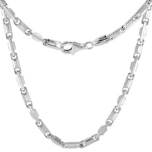 Load image into Gallery viewer, 925 Sterling Silver Beveled Edges Italian Baht Chain Necklace 3.7mm 7" to 30"

