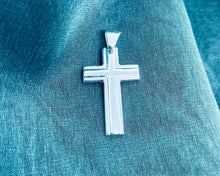 Load image into Gallery viewer, 925 Sterling Silver Simple Inside Line Cross Pendant 1.2 Inch
