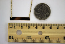 Load image into Gallery viewer, 14K Real Yellow Gold Small Bar Pendant with Rolo Chain Diamond Cut
