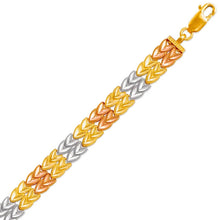 Load image into Gallery viewer, 14K Tri Color Gold Faceted Diamond Cut Bracelet 7mm 7" Chain Brazalete tricolor
