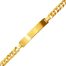 Load image into Gallery viewer, 14K Yellow Gold ID Bracelet 7mm ID 6mm Wide Curb Chain 7" 7.5" 8" Engraving
