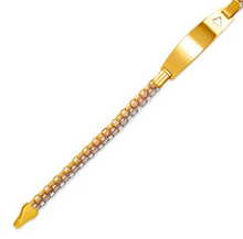Load image into Gallery viewer, 14K Tri Color Gold Bizmark Baby ID Bracelet 7mm/4mm 6" Engraving Available
