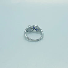 Load image into Gallery viewer, Sterling Silver Blue Synthetic Opal Marquise Bypass Ring
