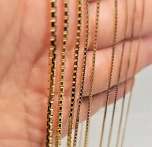 Load image into Gallery viewer, Authentic 14K Solid Yellow Gold Box Chain Necklace 1mm-2.5mm All Size 16"-30"
