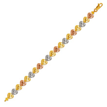 Load image into Gallery viewer, 14K Tri Color Gold Faceted Diamond Cut Bracelet 8 mm 7" Chain Brazalete tricolor
