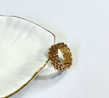 Load image into Gallery viewer, 14K Solid Yellow White Rose Gold Handmade Brick Chain Ring 8mm Band Size 4~10
