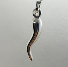 Load image into Gallery viewer, 925 Sterling Silver Italian Horn Pendant High Quality Nickel Free Men 2 Sizes
