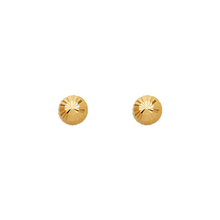 Load image into Gallery viewer, 14K Yellow or White Gold Diamond Cut Ball Stud Earrings 4mm Wide Screw Backing

