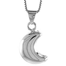 Load image into Gallery viewer, 925 Sterling Silver Large Crescent Hollow Moon Pendant 15/16 (24mm) Inch Tall
