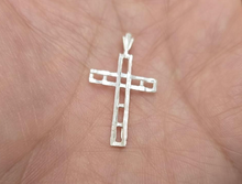 Load image into Gallery viewer, 925 Sterling Silver Plain Rectangular Hole Cross Pendant 1 Inch Tall (25mm)
