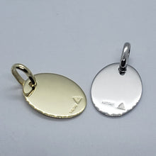 Load image into Gallery viewer, 14K Yellow White Gold Plain Oval Pendant Disc Charm High Polished 1.6g 11.5x15mm
