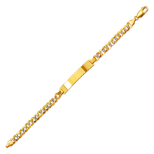 Load image into Gallery viewer, 14K White Pave Gold Curb Light ID Bracelet 7mm/6mm  7"~8" Engraving Available
