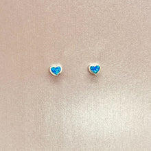 Load image into Gallery viewer, Sterling Silver Synthetic Opal Stud Heart Earrings
