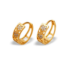 Load image into Gallery viewer, 14K Yellow or White Gold Earrings Sparkling Accents Heart Huggies Hoop 4.5x14mm
