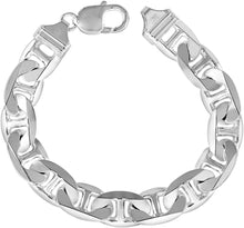 Load image into Gallery viewer, 925 Sterling Solid Silver Italy Flat Mariner Link Chain Necklace Bracelet 10.5mm
