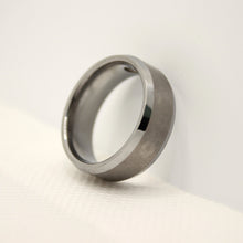 Load image into Gallery viewer, Tungsten Carbide Round Diamond Satin Finish Beveled Edge Wedding Band Ring 8mm

