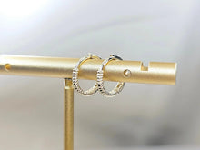 Load image into Gallery viewer, 14K Yellow Gold Rope Lined Huggies Hoop Earring Latch back for Women Lady

