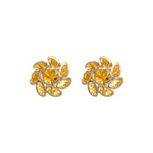 Load image into Gallery viewer, 14K White Gold High Polished Diamond Cut Flower Stud Earrings 13mm

