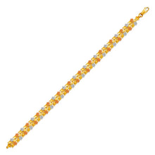 Load image into Gallery viewer, 14K Tri Color Gold Faceted Diamond Cut Bracelet 9mm 7" Chain Brazalete tricolor
