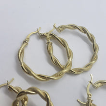 Load image into Gallery viewer, Authentic 10K Yellow Gold Round Twisted Hoop Door Knocker Earrings Women 3 Sizes
