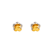 Load image into Gallery viewer, 14K Two Tone Gold High Polished Diamond Cut Flower Small Stud Earrings 7mm

