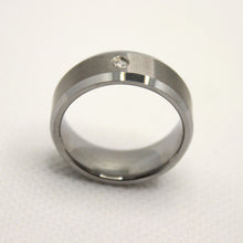 Load image into Gallery viewer, Tungsten Carbide Round Diamond Satin Finish Beveled Edge Wedding Band Ring 8mm
