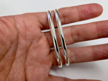 Load image into Gallery viewer, 925 Sterling Silver Double Domed Wire Cuff Bracelet High Polished 7.25" Long
