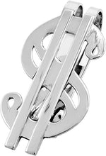 Load image into Gallery viewer, 925 Sterling Silver Dollar Sign Money Clip Cut-Out Handmade 1 1/8 X 2 1/4 inch
