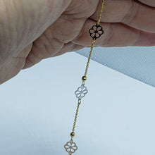 Load image into Gallery viewer, 14K Tricolor Gold Flower Charm Anklet Bracelet High Polished 10 inch Chain Women
