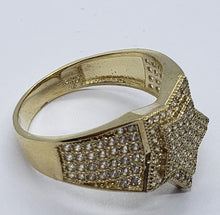 Load image into Gallery viewer, 14K Yellow Gold Double Star Shaped Ring 20.5mm Band Iced Size 9-11 Hip Hop Style
