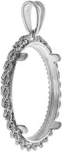 Load image into Gallery viewer, Sterling Silver Rope Edge Bezel 26mm Coins Diamond Texture Rim Susan B Sacagawea
