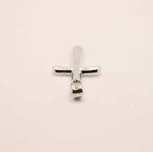 Load image into Gallery viewer, 925 Sterling Beveled Edge Semi-Cylinder Cross Pendant
