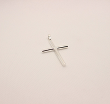 Load image into Gallery viewer, 925 Sterling Silver Simple Skinny Cylindrical Stick Cross Pendant
