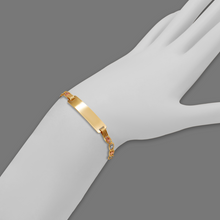 Load image into Gallery viewer, 14K TriColor Gold Kids Margarita Square ID Bracelet 6mm/3.5mm 6" Engraving Avail
