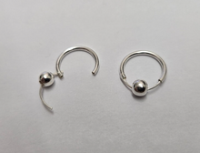 Load image into Gallery viewer, 925 Sterling Silver Endless Hoop Earrings with Bead 1/2 inch Diameter
