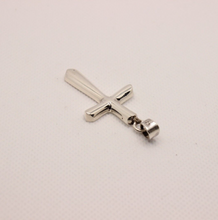Load image into Gallery viewer, 925 Sterling Beveled Edge Semi-Cylinder Cross Pendant

