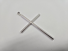 Load image into Gallery viewer, 925 Sterling Silver Plain 4mm Tubular Cross Pendant 3 Inch Tall (75mm)
