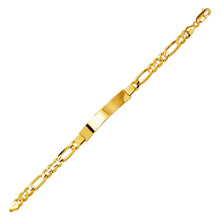 Load image into Gallery viewer, 14K Yellow Gold Figaro Concave ID Bracelet 7mm/7mm 8" 8.5" Engraving Available
